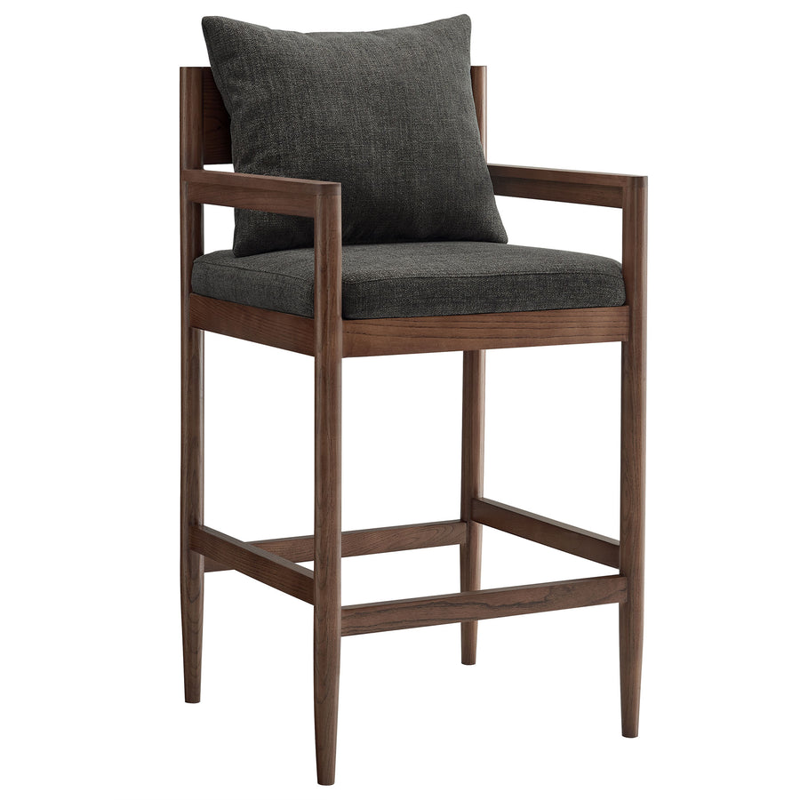 Tweed Wood Bar Stool in Charcoal