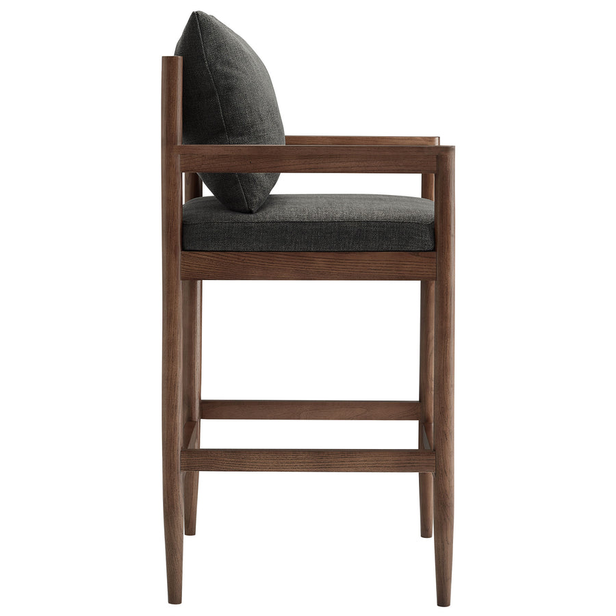 Tweed Wood Bar Stool in Charcoal