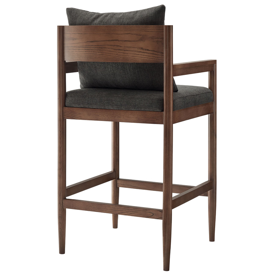 Tweed Wood Bar Stool in Charcoal