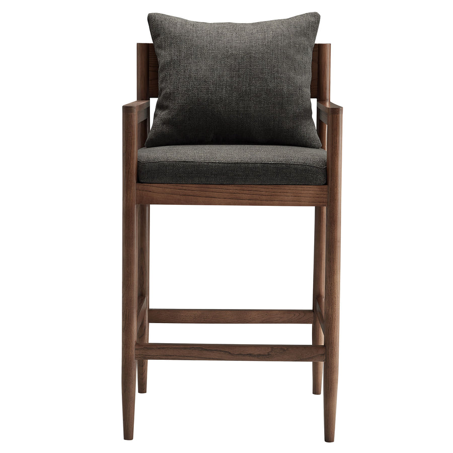 Tweed Wood Bar Stool in Charcoal
