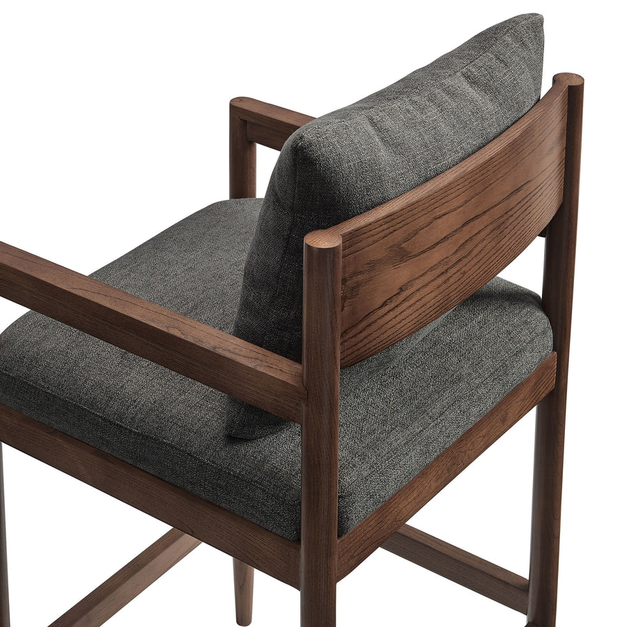 Tweed Wood Bar Stool in Charcoal
