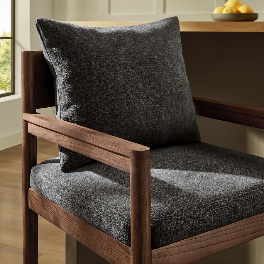 Tweed Wood Bar Stool in Charcoal
