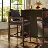 Tweed Wood Bar Stool in Charcoal