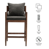 Tweed Wood Bar Stool in Charcoal