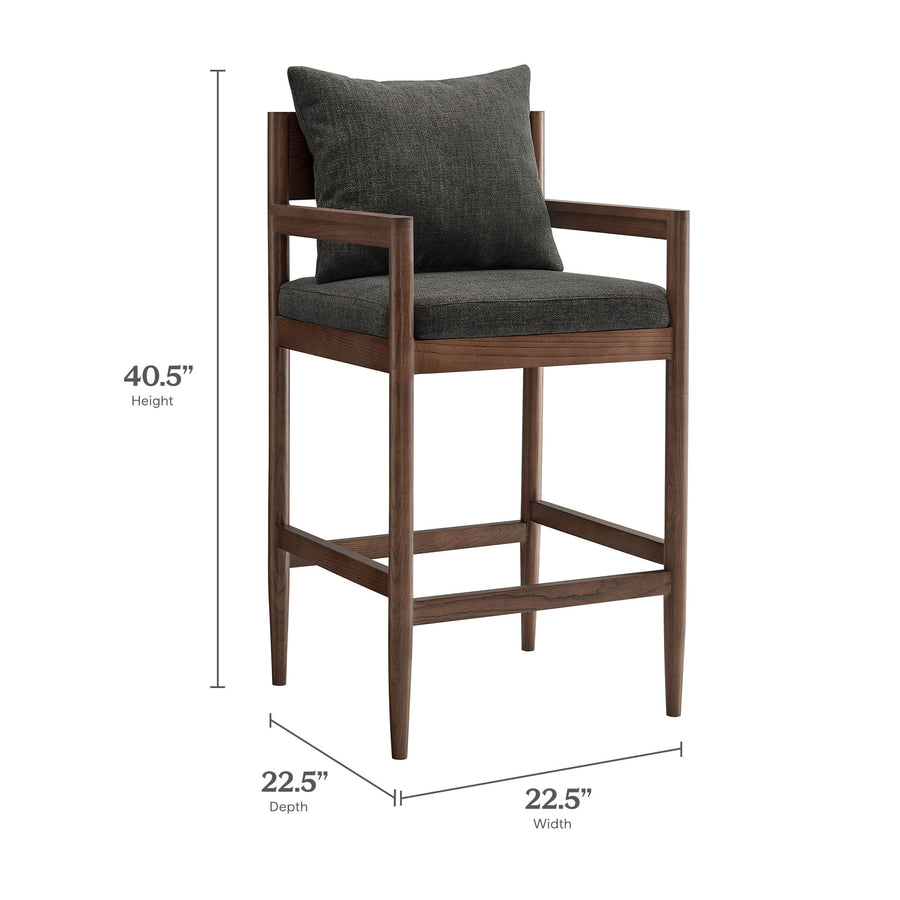 Tweed Wood Bar Stool in Charcoal