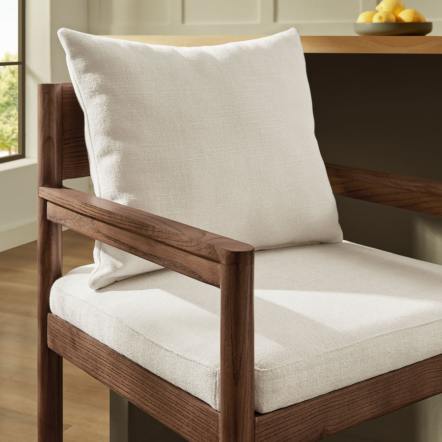 Tweed Wood Bar Stool in Salt