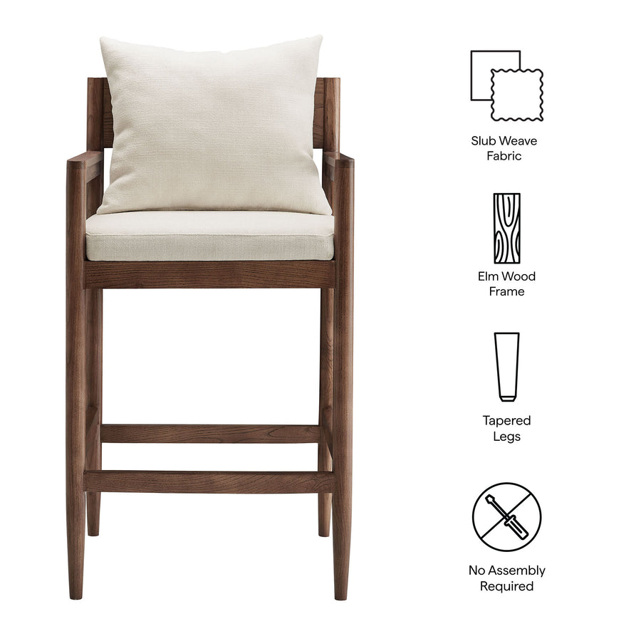 Tweed Wood Bar Stool in Salt