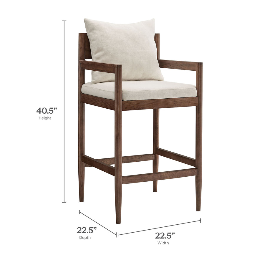 Tweed Wood Bar Stool in Salt