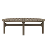 Saratoga Oval Outdoor Patio Teak Wood Coffee Table in Weathered Gray
