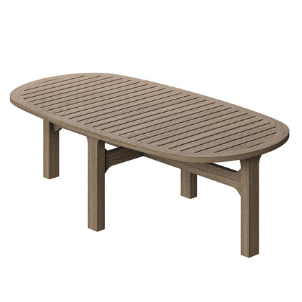 Saratoga Oval Outdoor Patio Teak Wood Coffee Table in Weathered Gray