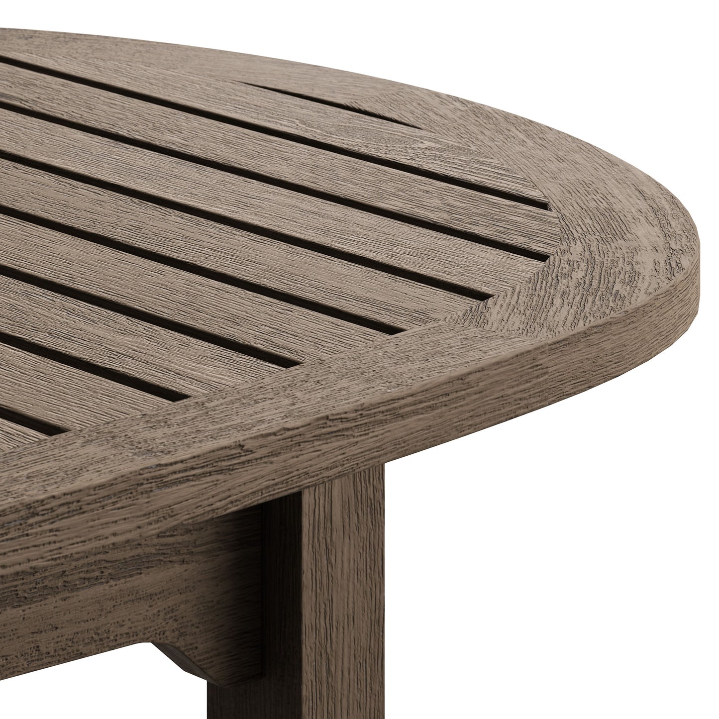 Saratoga Oval Outdoor Patio Teak Wood Coffee Table in Weathered Gray