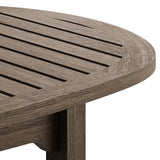 Saratoga Oval Outdoor Patio Teak Wood Coffee Table in Weathered Gray