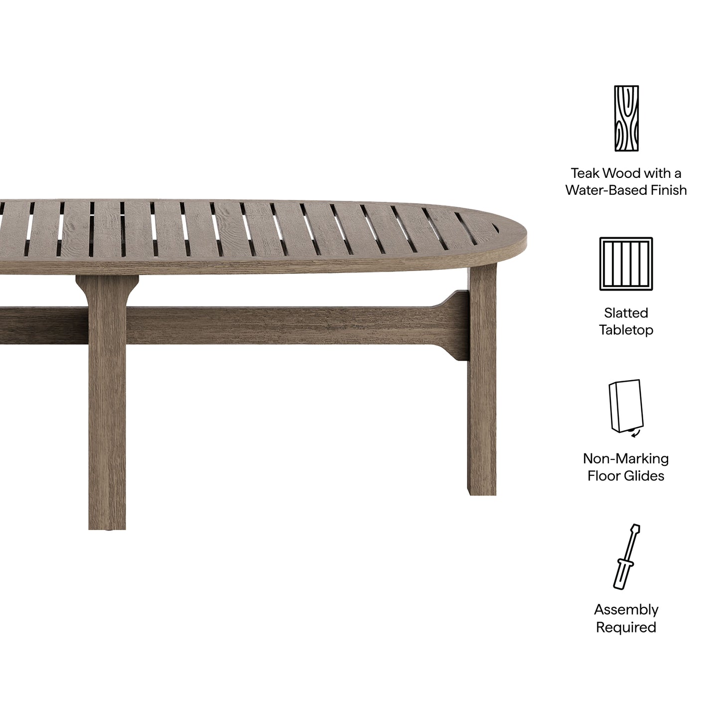 Saratoga Oval Outdoor Patio Teak Wood Coffee Table by Furniture For America
