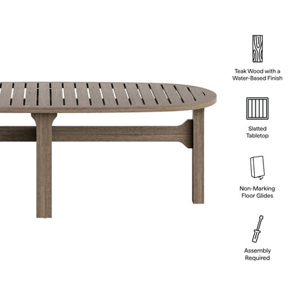 Saratoga Oval Outdoor Patio Teak Wood Coffee Table by Furniture For America