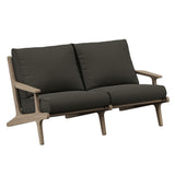 Lark Outdoor Patio Teak Wood Loveseat in Weathered Gray Flint