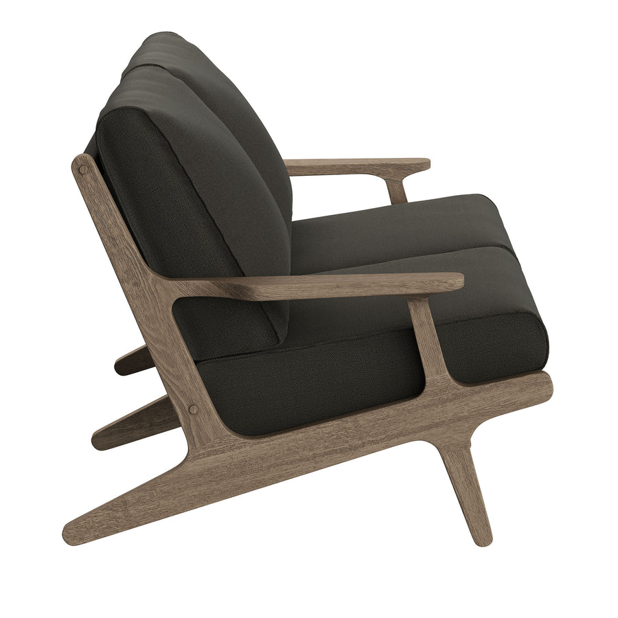 Lark Outdoor Patio Teak Wood Loveseat in Weathered Gray Flint