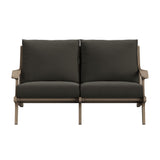 Lark Outdoor Patio Teak Wood Loveseat in Weathered Gray Flint