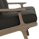 Lark Outdoor Patio Teak Wood Loveseat in Weathered Gray Flint