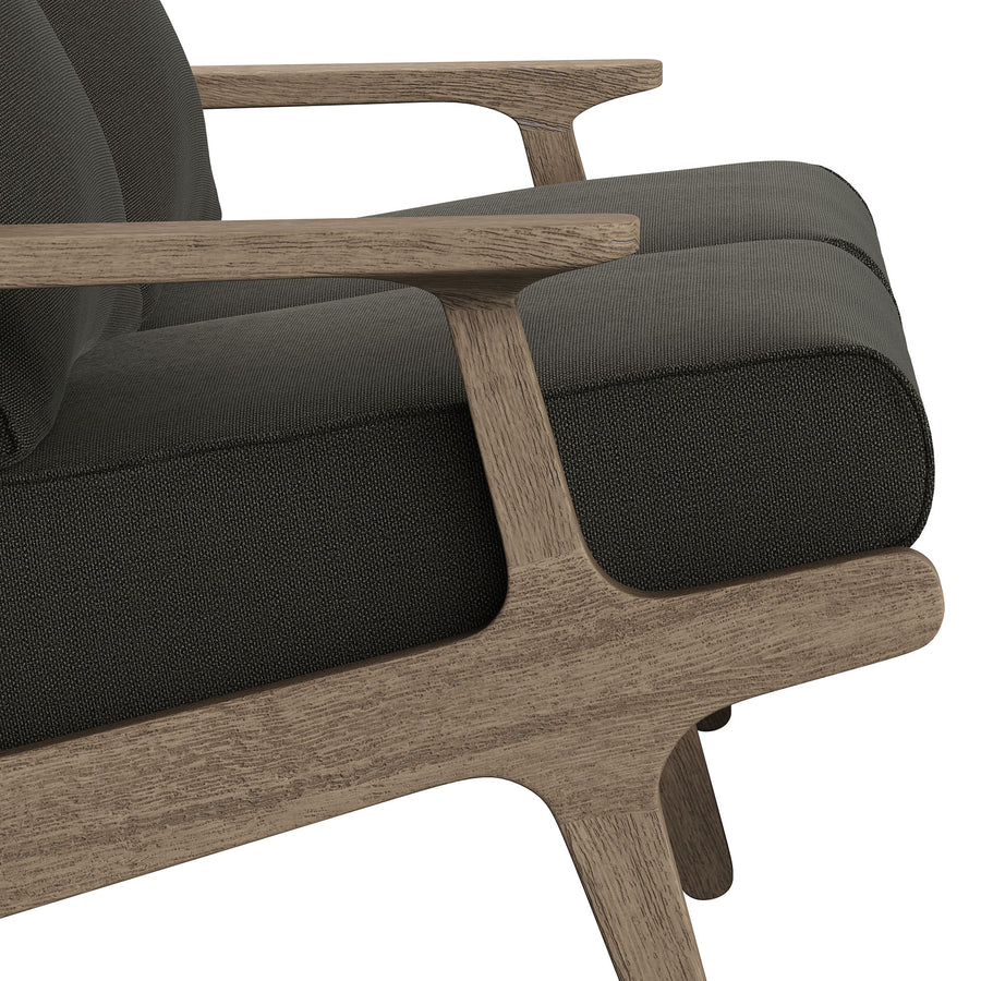 Lark Outdoor Patio Teak Wood Loveseat in Weathered Gray Flint