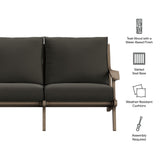 Lark Outdoor Patio Teak Wood Loveseat in Weathered Gray Flint