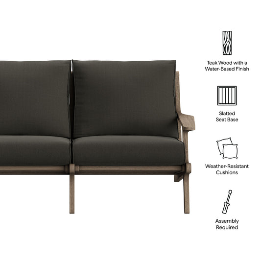 Saratoga Outdoor Patio Teak Wood Loveseat by Furniture for America