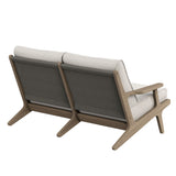 Lark Outdoor Patio Teak Wood Loveseat in Weathered Gray Pebble