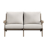 Lark Outdoor Patio Teak Wood Loveseat in Weathered Gray Pebble