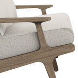 Lark Outdoor Patio Teak Wood Loveseat in Weathered Gray Pebble