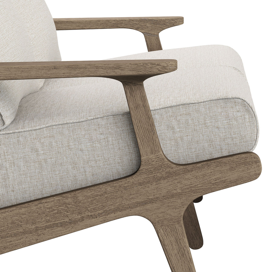 Lark Outdoor Patio Teak Wood Loveseat in Weathered Gray Pebble