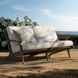Lark Outdoor Patio Teak Wood Loveseat in Weathered Gray Pebble