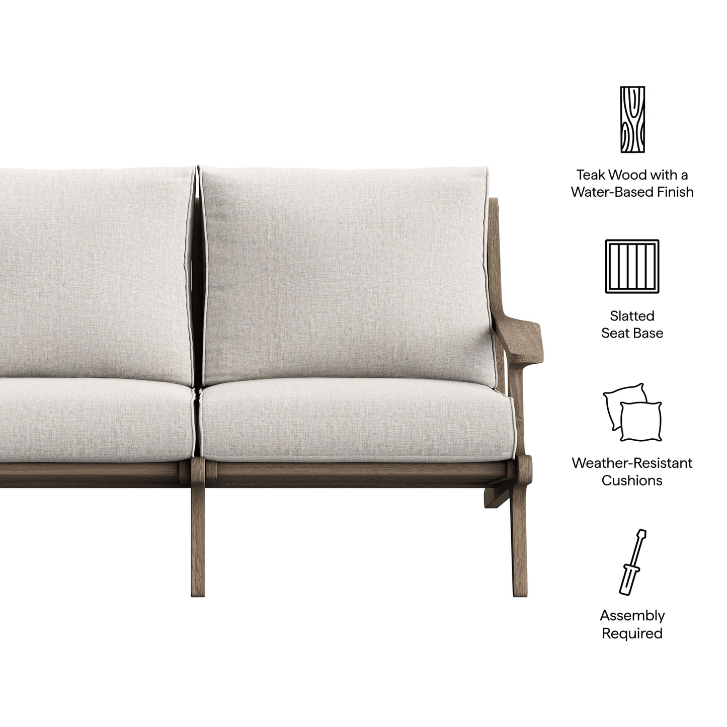 Saratoga Outdoor Patio Teak Wood Loveseat by Furniture for America