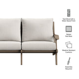 Lark Outdoor Patio Teak Wood Loveseat in Weathered Gray Pebble