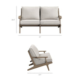 Lark Outdoor Patio Teak Wood Loveseat in Weathered Gray Pebble