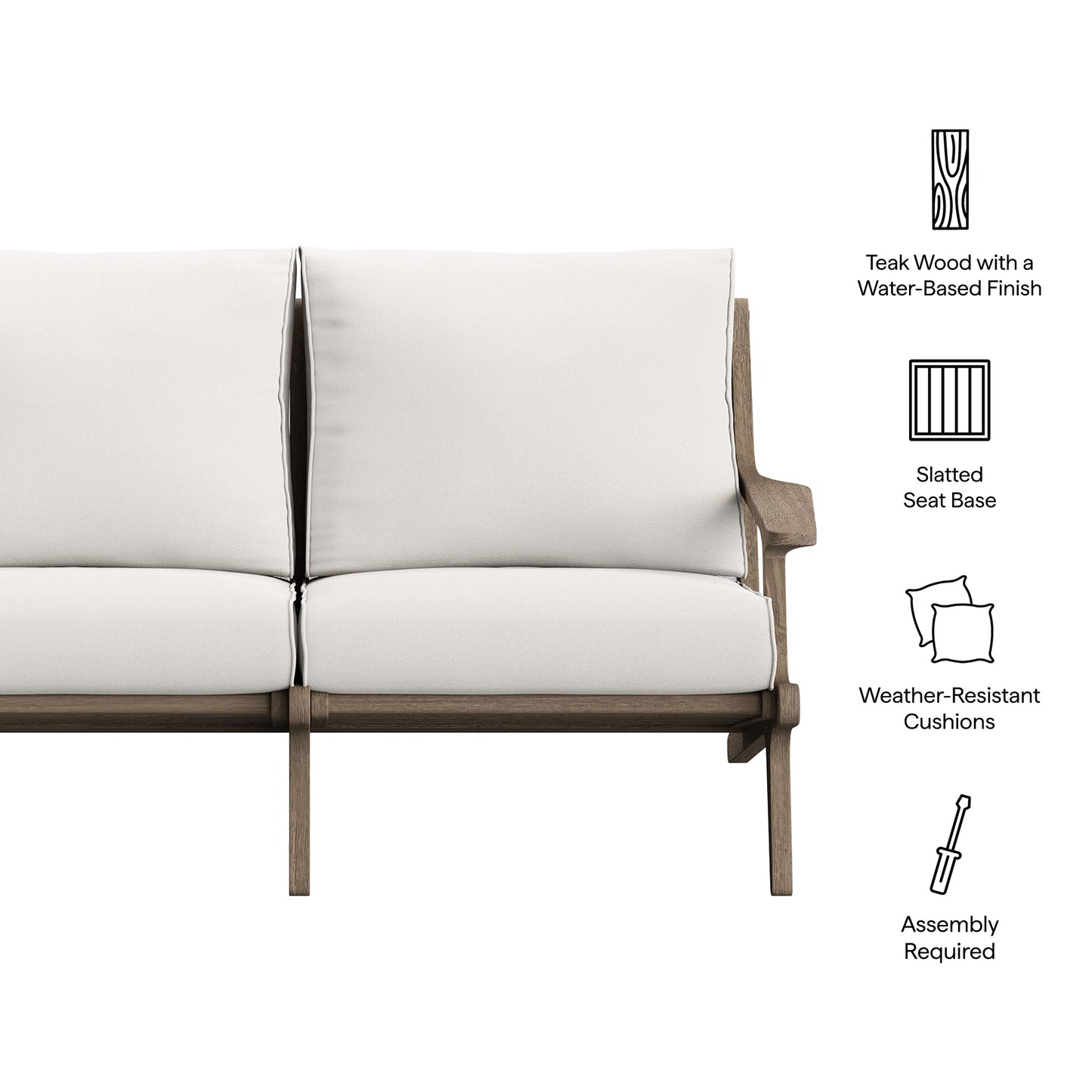 Saratoga Outdoor Patio Teak Wood Loveseat by Furniture For America