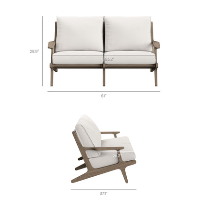 Saratoga Outdoor Patio Teak Wood Loveseat by Furniture For America