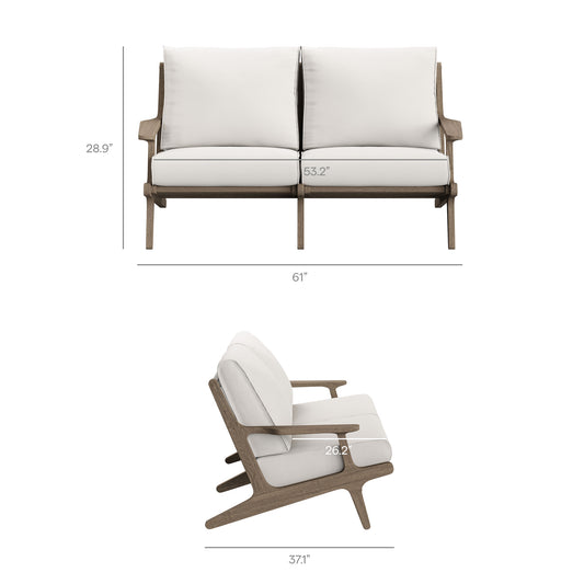 Saratoga Outdoor Patio Teak Wood Loveseat by Furniture For America