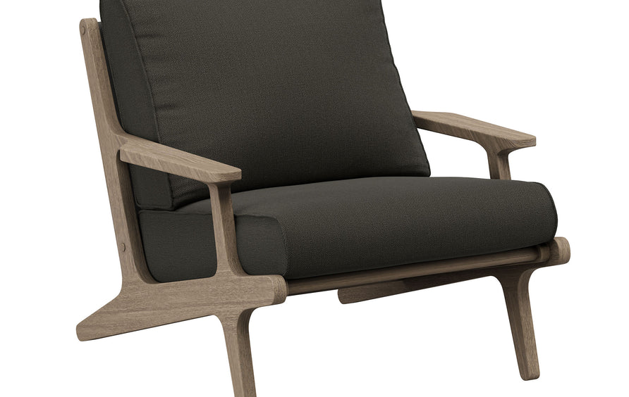 Saratoga Outdoor Patio Teak Wood Armchair in Weathered Gray Flint