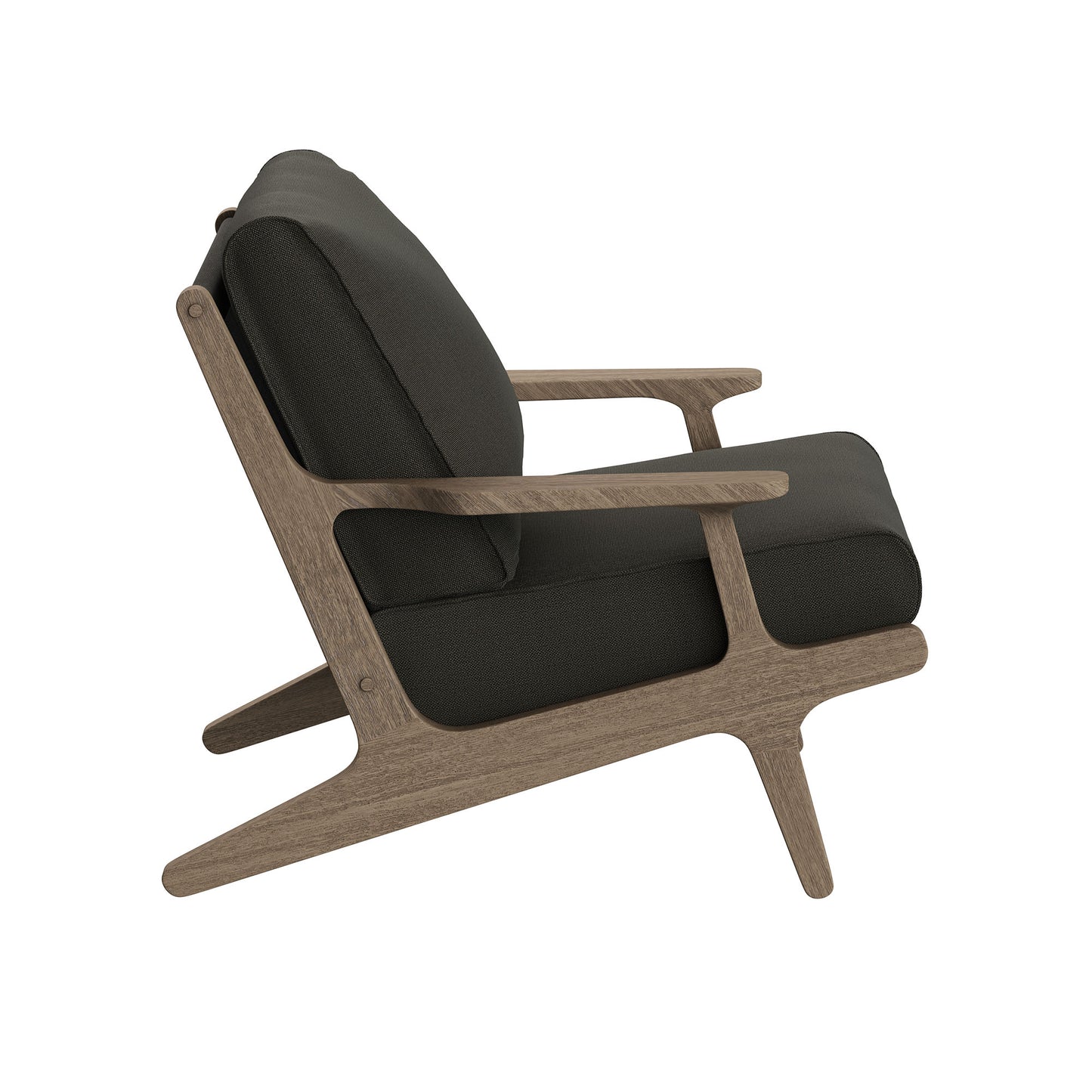Lark 3-Piece Outdoor Patio Teak Wood Furniture Set with Lounge Chairs and Side Table in Weathered Gray Flint