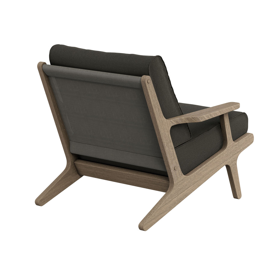 Lark Outdoor Patio Teak Wood Armchair in Weathered Gray Flint