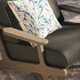 Lark Outdoor Patio Teak Wood Armchair in Weathered Gray Flint