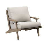 Lark Outdoor Patio Teak Wood Armchair in Weathered Gray Pebble