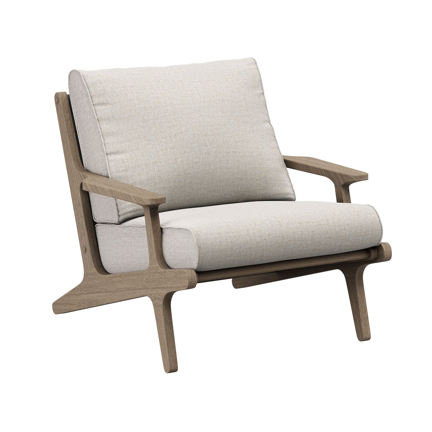 Lark 3-Piece Outdoor Patio Teak Wood Furniture Set with Lounge Chairs and Side Table in Weathered Gray Pebble