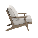 Lark Outdoor Patio Teak Wood Armchair in Weathered Gray Pebble