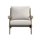 Lark Outdoor Patio Teak Wood Armchair in Weathered Gray Pebble