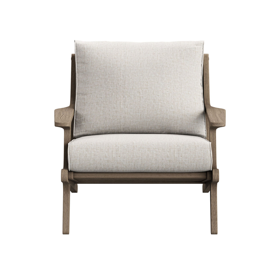 Lark Outdoor Patio Teak Wood Armchair in Weathered Gray Pebble