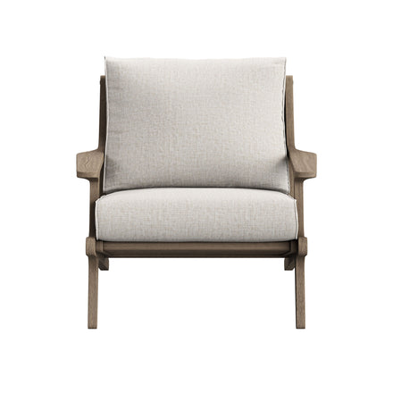Saratoga Outdoor Patio Teak Wood Chair and Ottoman Set in Weathered Gray Pebble