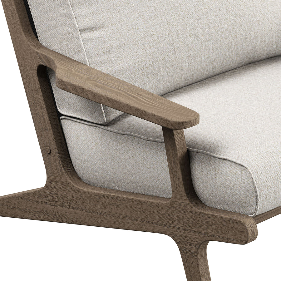 Lark 3-Piece Outdoor Patio Teak Wood Furniture Set with Lounge Chairs and Side Table in Weathered Gray Pebble
