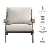 Lark Outdoor Patio Teak Wood Armchair in Weathered Gray Pebble