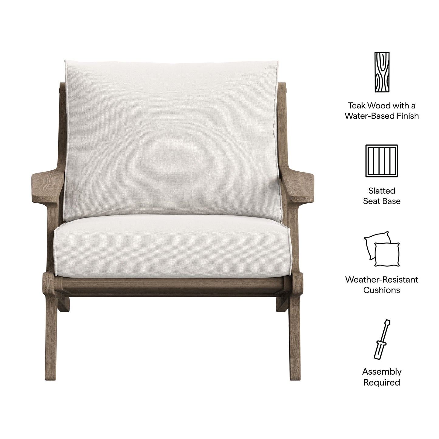 Saratoga Outdoor Patio Teak Wood Armchair by Furniture For America