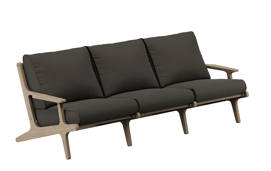 Saratoga Outdoor Patio Teak Sofa in Weathered Gray Flint